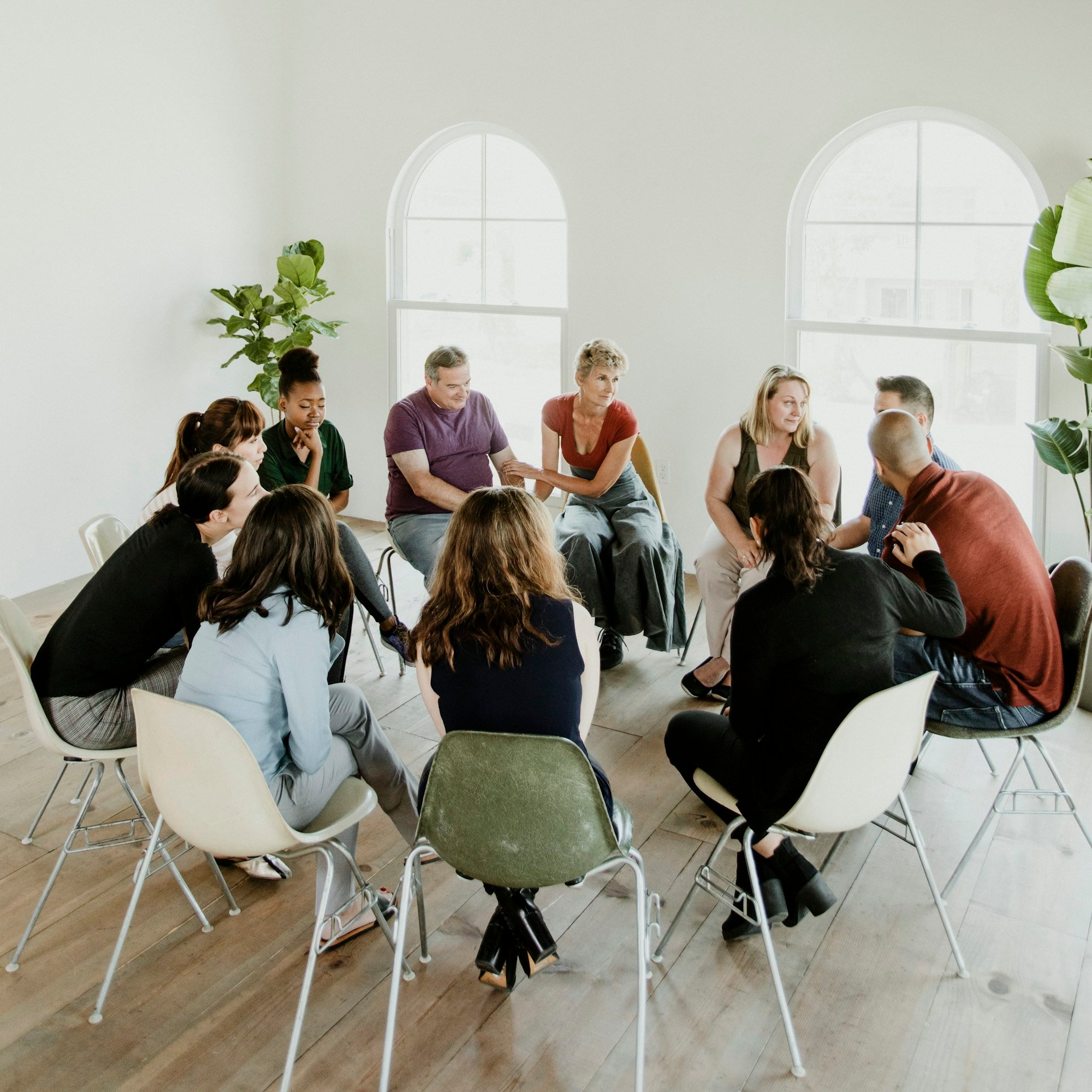 People listening in a group